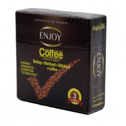 Enjoy Premium Condoms Dotted, Ribbed, Delay With Coffee - 3 Pieces