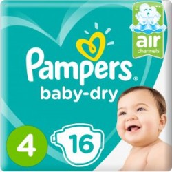 Pampers Active Dry, Size 4 Medium, 9-14 kg, Carry Pack, 16 Diapers