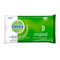 Dettol 2 in 1 Skin & Surface Original Anti Bacterial Wipes 80 Wipes 
