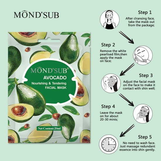 Mond Sub Avocado Facial Mask Nourishing & Moisturizing Skin 12 x 20ml