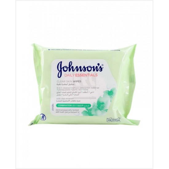 Johnsons - Facial Cleansing Wipes for Combination Skin, 25 wipes
