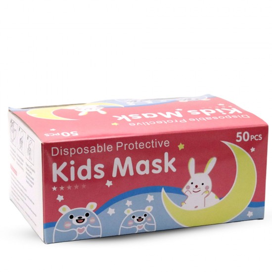 Disposable Protective Kids Mask Pink Color - 50 pieces
