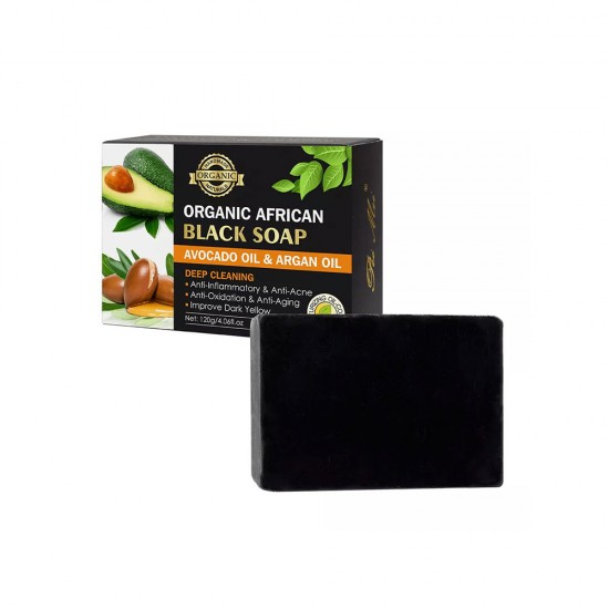 Pei Mei Organic African Black Soap with Avocado Oil & Argan Oil -120 gm