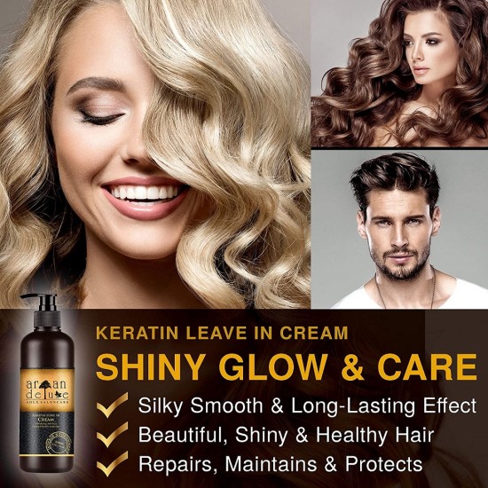 Argan Deluxe Keratin Leave-In Hair Cream - 240 ml - كريم شعر