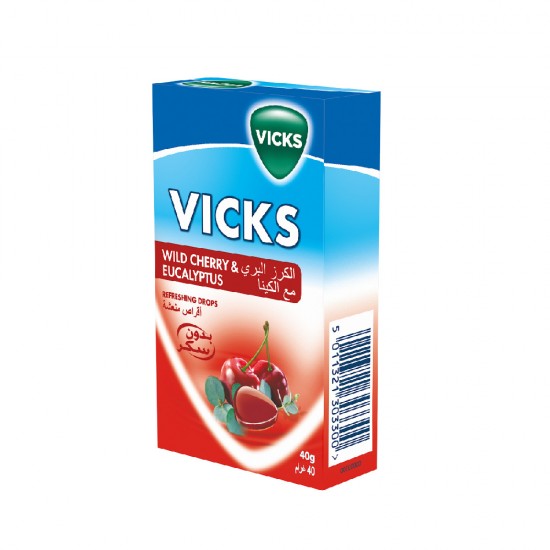 Vicks Soothing & Refreshing Throat Drops with Wild Cherry & Eucalyptus - 40 gm