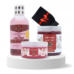 Kunooz H Package Body Care Aker Fassi Scrub Cream & Oil & Soap & Moroccan Liffa
