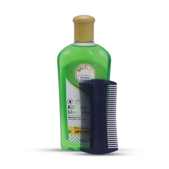 Rolamax Tea Nasole Lice Control Shampoo + Comb - Green 210 ml