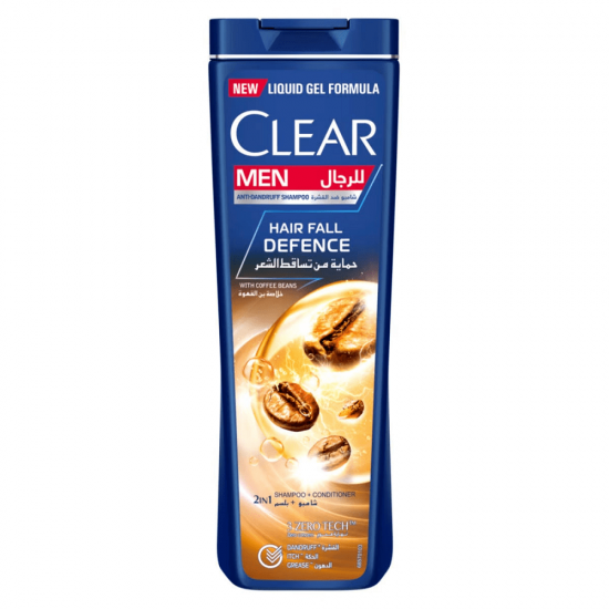 Clear Men Anti-Dandruff Shampoo 2 in 1 Hair Fall Defence with Coffee Bean -  400 ml - شامبو