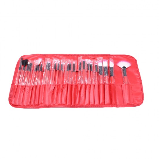 Kit of Makeup Brushes, 24 Pieces - Red