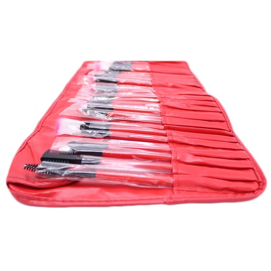 Kit of Makeup Brushes, 24 Pieces - Red