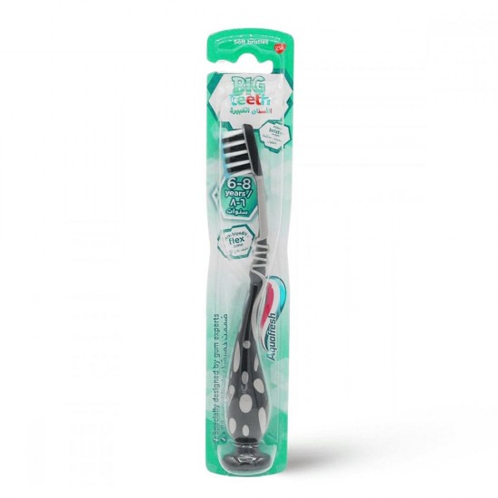 Aqua Fresh Soft Bristle Toothbrush For Kids 6-8 Years Big Teeth Black