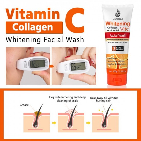 Careline Vitamin C & Collagen Facial Wash for Whitening Face- 100g