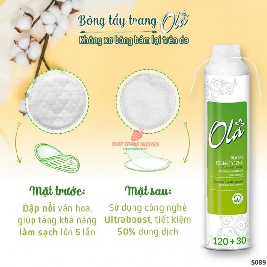 Ola Cotton Pads To Remove Makeup 120 + 30 Tablets
