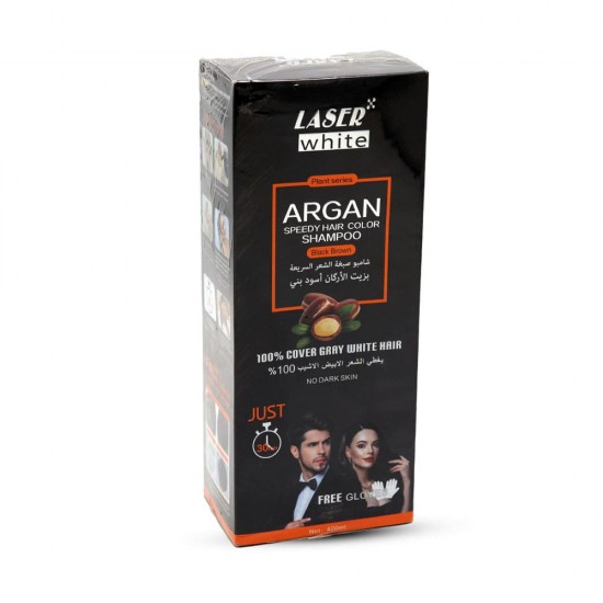 Laser White Argan Speedy Hair Color Shampoo Black Brown 420 ml