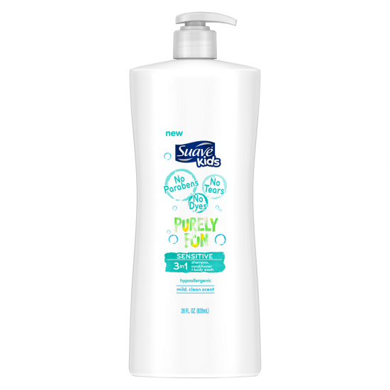 Suave Kids 3 in 1 PURELY FUN Sensitive Shampoo - 828 ml