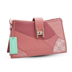 Chrisbella women's large shoulder bag with a small bag inside, Pink