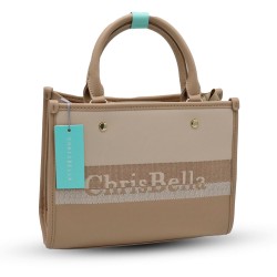 Chrisbella women's bag with a wallet inside, Beige