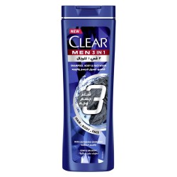 Clear Men 3 in 1 Shampoo, Body & Face Wash with Activated Charcoal - 200 ml