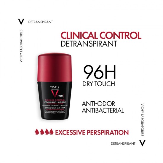 Vichy Deodorant Roll-on for Men Clinical Control 96h 50ml