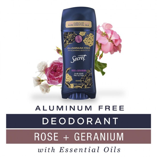 Secret Deodorant Stick Rose + Geranium 24HR Odor Protection - 73gm