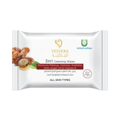 Velvera 3 in 1 Cleansing Wipes with Argan Oil & Vitamin-E 25 Wipes
