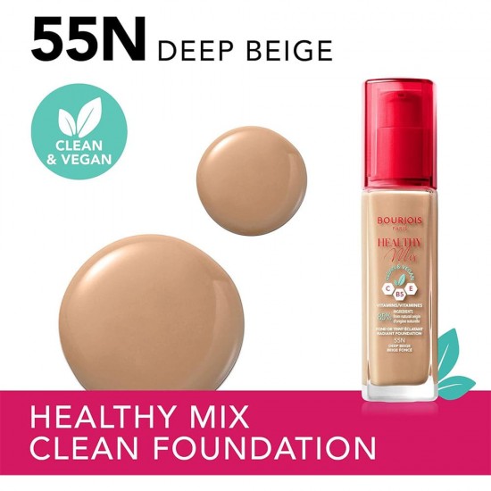 Bourjois Healthy Mix Foundation No. 55N, Deep Beige 30 Ml