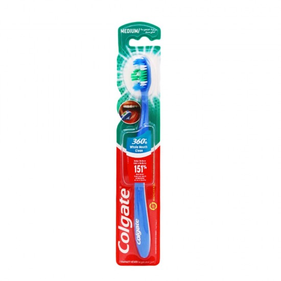 كولجيت فرشاة أسنان 360 نظافة الفم الكاملة - متوسط لون أزرق