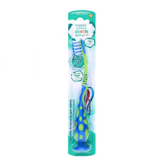 Aqua Fresh Soft Bristle Toothbrush For Kids 6-8 Years Big Teeth Blue
