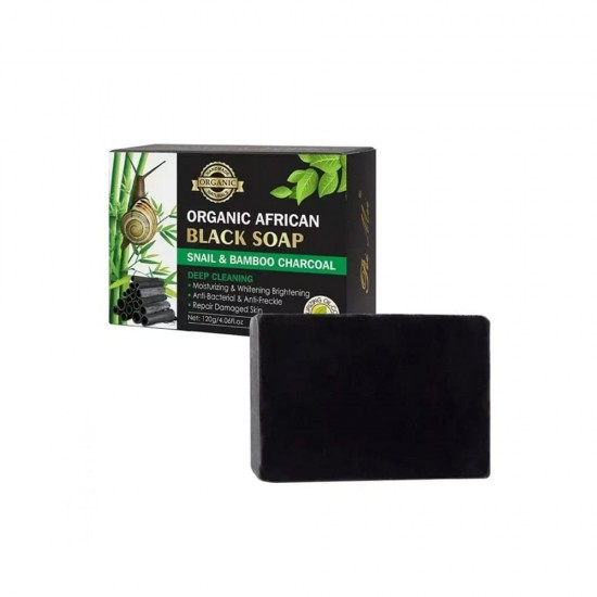 Pei Mei Organic African Black Soap with Snail & Bamboo Charcoal -120 gm