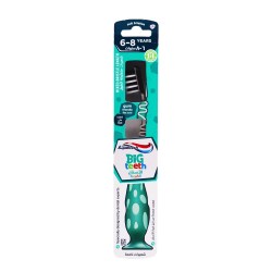 Aqua Fresh Soft Bristle Toothbrush Big Teeth For Kids 6-8 Years Black