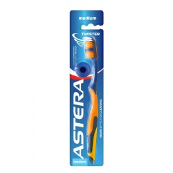 Astera Twister Toothbrush, medium soft bristles, orange