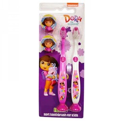 Dora 2 toothbrush for children with cap and base, pink