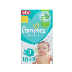 Pampers Baby Diapers with Aloe Vera Extract 10+2 Pieces - Size 3