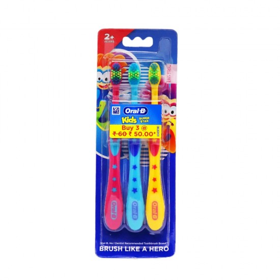 Oral-B Kids Super Star Extra Soft Toothbrush 2+ Years - 3 Pieces
