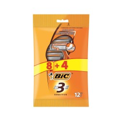 BiC 3 Sensitive Razor Blades for Men - 12 Pieces
