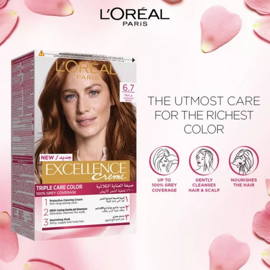 L'Oréal Paris Excellence Creme Coloration Triple Soin 6.7 Chocolate brown