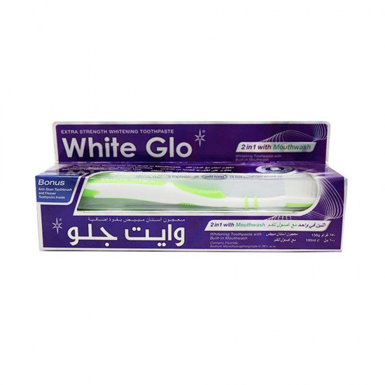 White Glo 2 in 1 Whitening Toothpaste With Mouthwash 100 ml