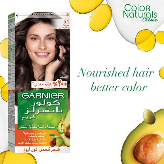 Garnier Color Naturals  Light Ash Brown Hair Color - صبغة شعر