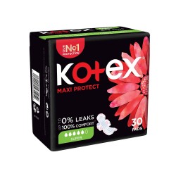 Kotex Maxi Protect Sanitary Napkins With Wings - 30 Pads