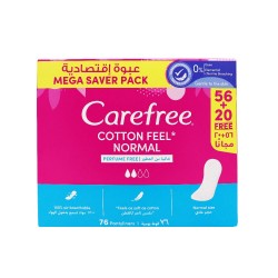 Carefree Cotton Feel Daily Feminine Liners, Unscented - 76 Pieces