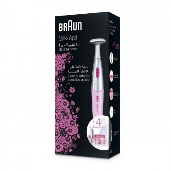 Braun Silk-épil 3in1 trimmer FG 1100 with 4 extras, pink